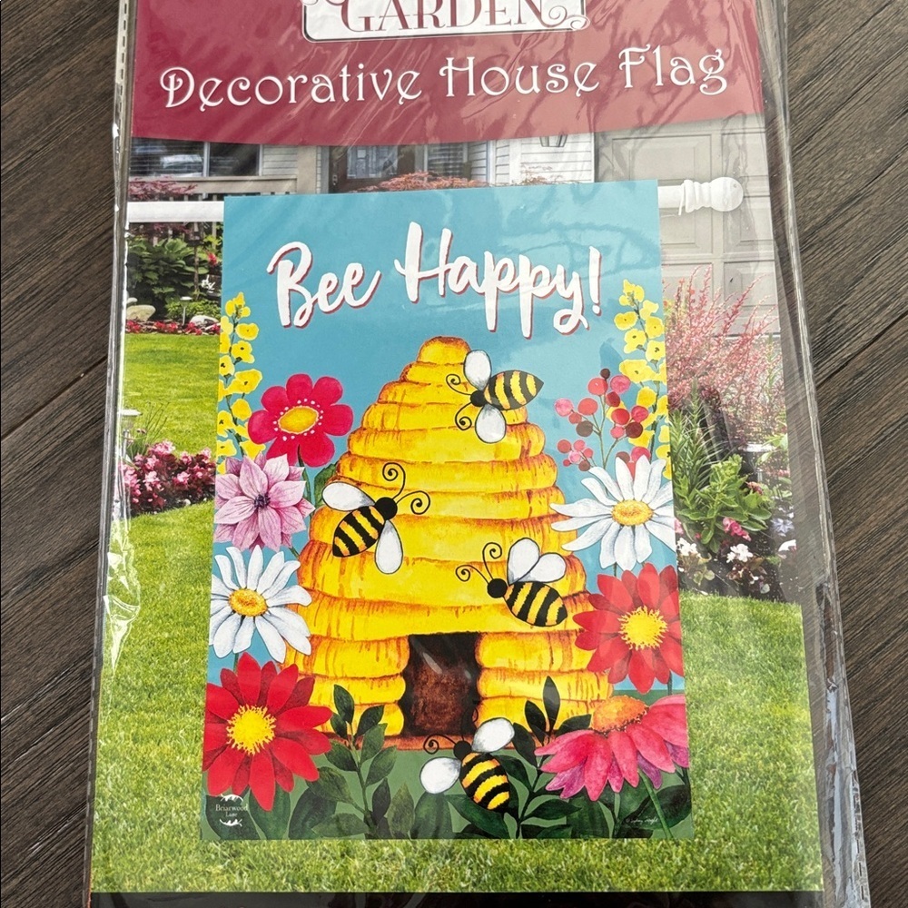 Erin’s Garden House Flag,Bee Happy Hive Spring,Bees,Flowers, mildew resistant